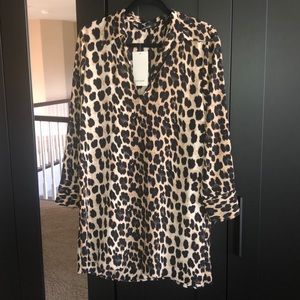 Zara Leopard Print Shirt Dress - Size S